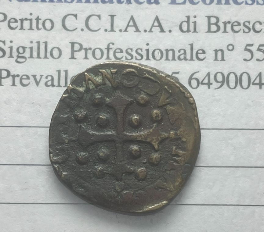 NL*VENEZIA Doge MARINIO GRIMANI 1595-1605 SESINO con croce Leone in soldo gr 1,8