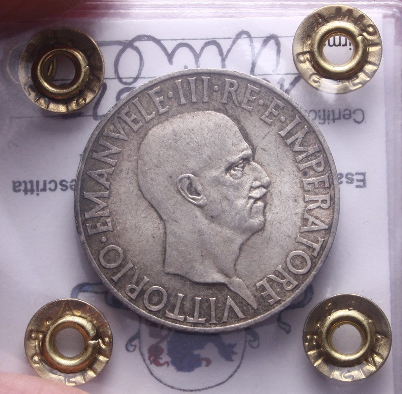 NL* VEIII Italia 10 LIRE ARGENTO IMPERO 1936 XIV Q.FDC Perizia Filisina Massimo