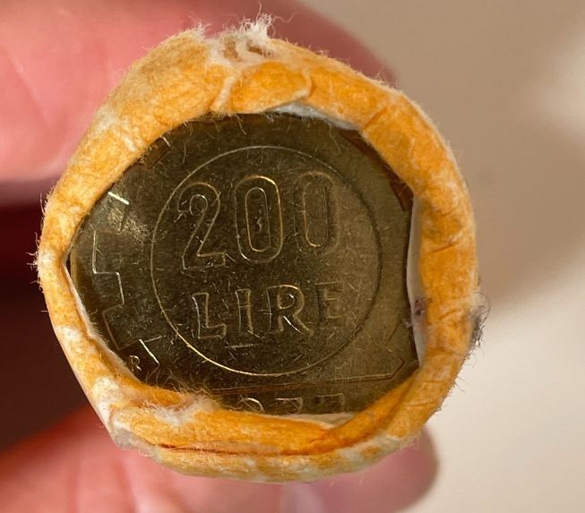 NL* ITALIA ROTOLINO da 50 Pezzi di 200 LIRE BRONZITAL 1977 Fior di conio