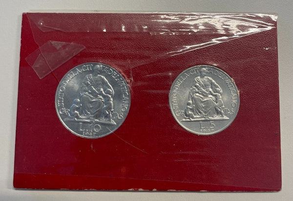 NL* VATICANO PIO XII 5 E 10 LIRE ITALMA  1947 FDC in cartoncino originale Zecca*