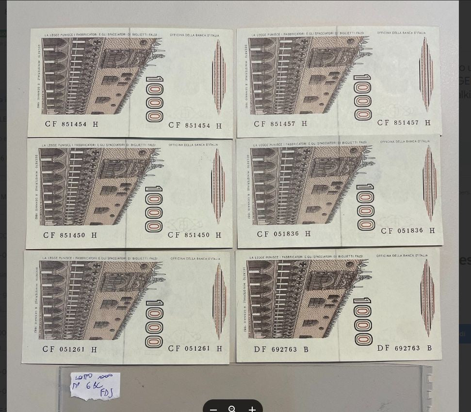 NL* BANCA D' ITALIA lotto 6BC 6 BANCONOTE 1000 Lire Marco Polo FIOR DI STAMPA
