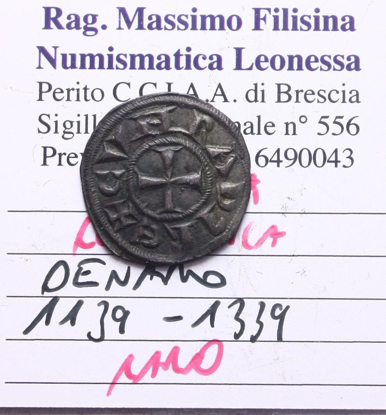 NL* GENOVA REPUBBLICA 1139 1339 DENARO in ARGENTO con Castello ottima conservaz