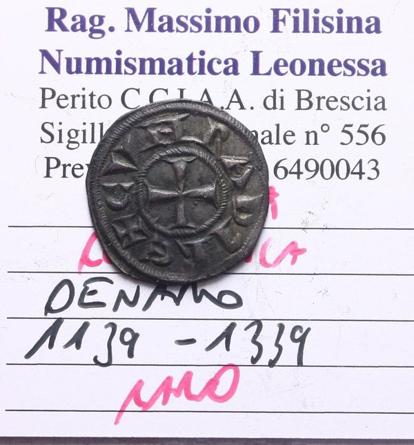 NL* GENOVA REPUBBLICA 1139 1339 DENARO in ARGENTO con Castello ottima conservaz