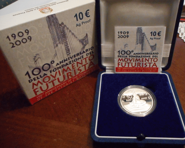 NL * ITALY 10 EURO Silver 2009 PROOF FUTURIST MOVEMENT Set Mint