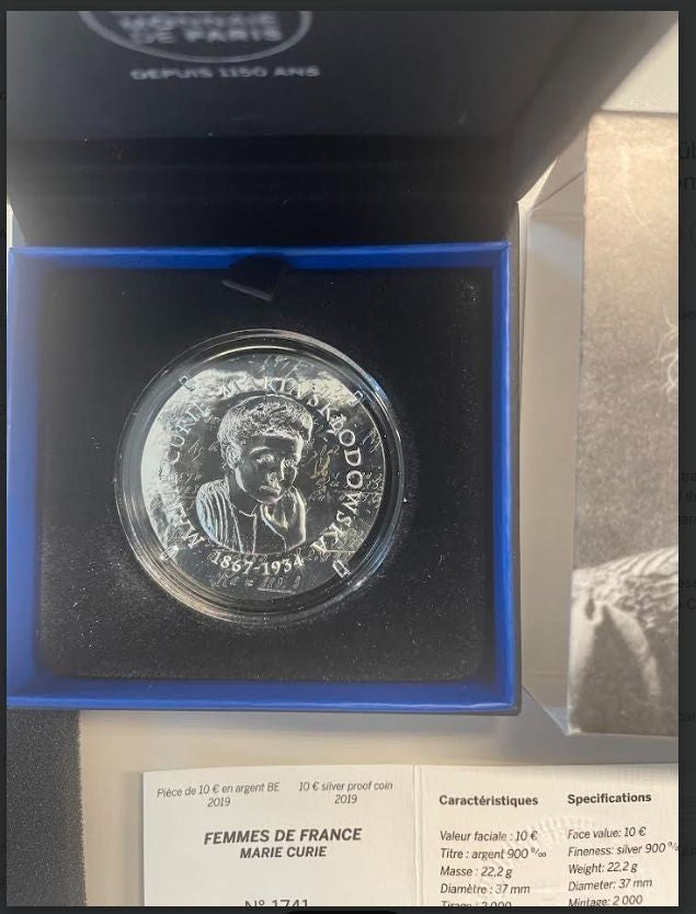 NL* FRANCIA MDP 10 EURO ARGENTO 2019 MARIE CURIE Proof set zecca 2000 PEZZI