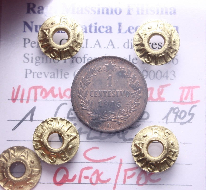 NL* VEIII Italia 1 CENTESIMO VALORE 1905 QFDC/FDC Perizia Filisina Massimo