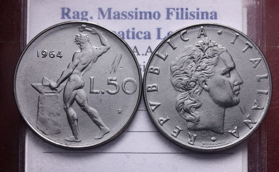 NL* ITALIA Repubblica 50 LIRE VULCANO 1964 FDC Segnetti Superbo Lustro