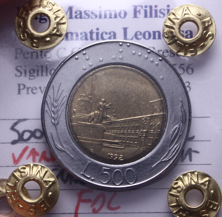 NL* Italia 500 LIRE 1992 VARIANTE FIRMA GRANDE FDC Perizia Filisina Massimo