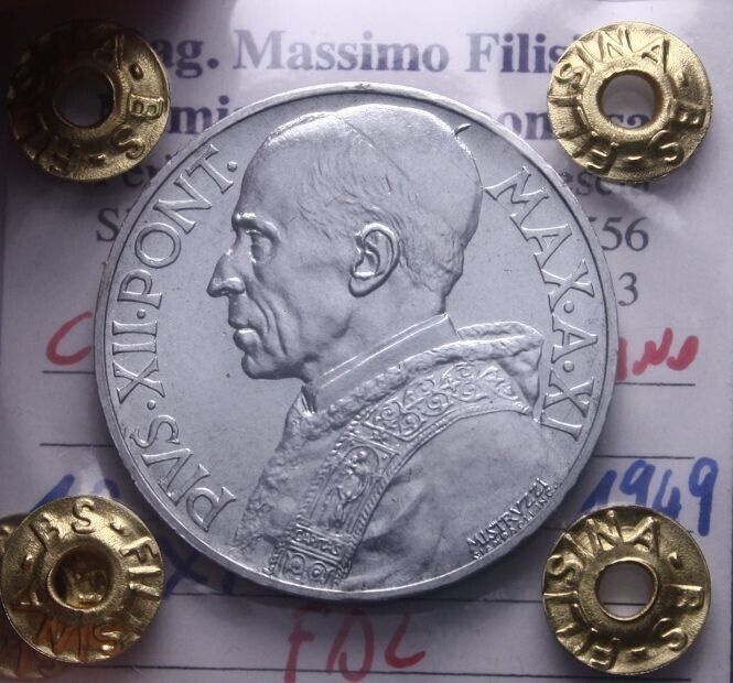 NL* VATICAN POPE PIUS XII 10 Lire 1949 FDC Filisina Massimo Expert Opinion
