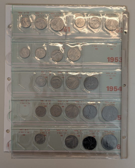 NL* ITALIA LOTTO 23 pezzi 100 50 10 5 2 1 LIRE 1951 52 53 54 55 56 come da foto
