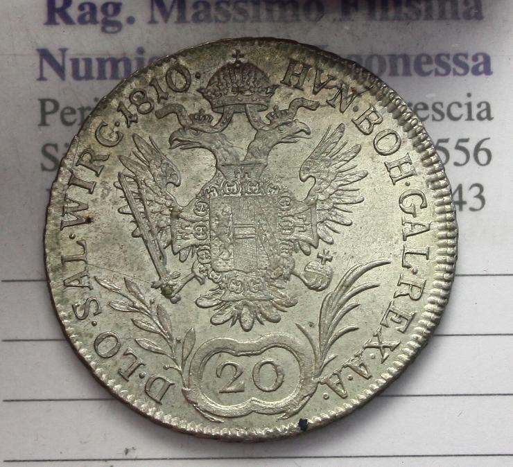 NL* Austria Ferdinando I Asburgo Lorena 20 Kreuzer argento 1810 Vienna superbo