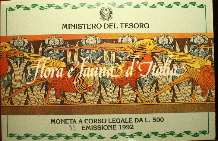 NL*ITALIA 500 Lire Argento 1992 FLORA E FAUNA D'ITALIA FDC SET Originale zecca