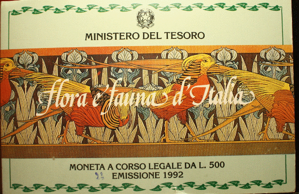 NL*ITALIA 500 Lire Argento 1992 FLORA E FAUNA D'ITALIA FDC SET Originale zecca