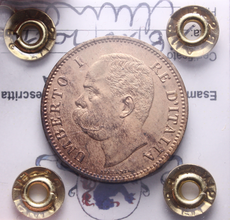 NL* UMBERTO I 5 CENTESIMI VALORE 1896 MOLTO RARA SPL/QFDC LAV. Perizia Filisina