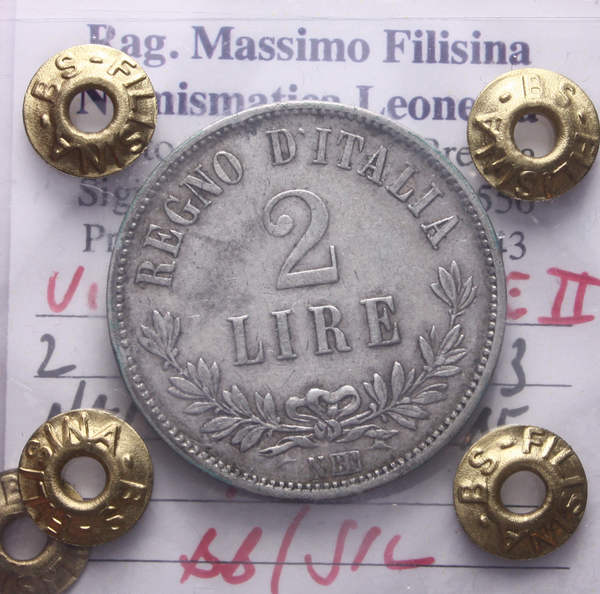 NL* VEII 2 LIRE ARGENTO VALORE 1863 NAPOLI NC BB/SPL Perizia Filisina Massimo