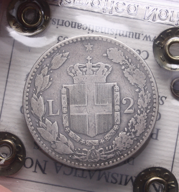 NL* UMBERTO I 2 LIRE ARGENTO 1885 ROMA MB Perizia Noris Paolo