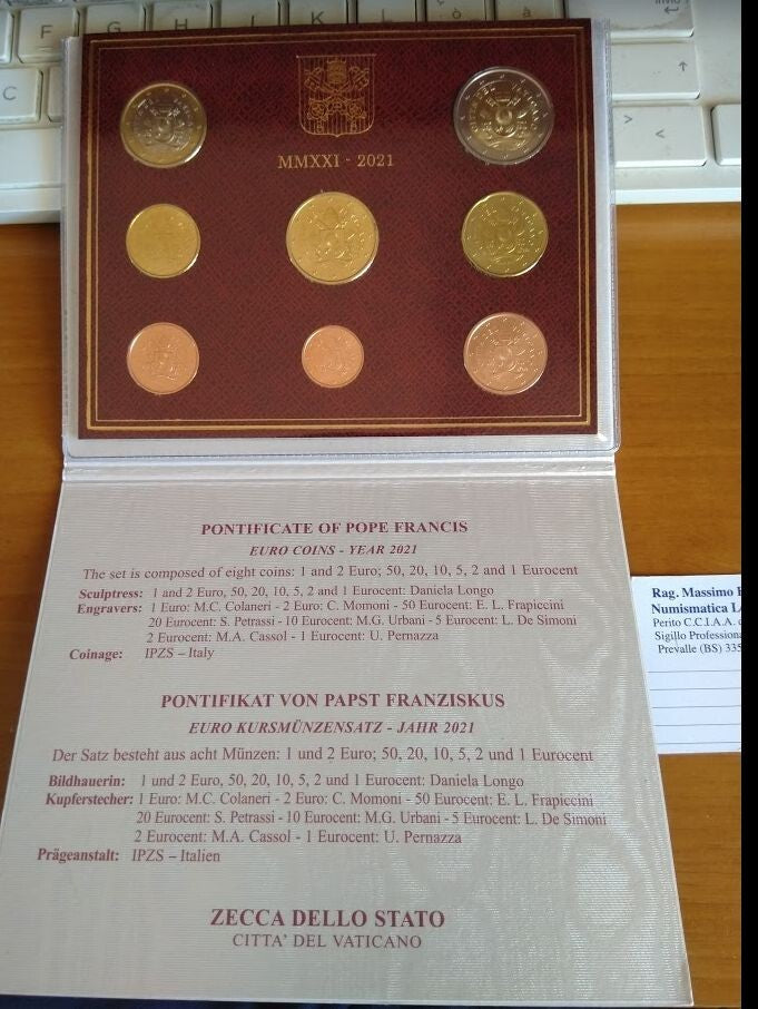 NL* CITTA' DEL VATICANO PAPA FRANCESCO Divisionale 2021 8 valori in euro FDC