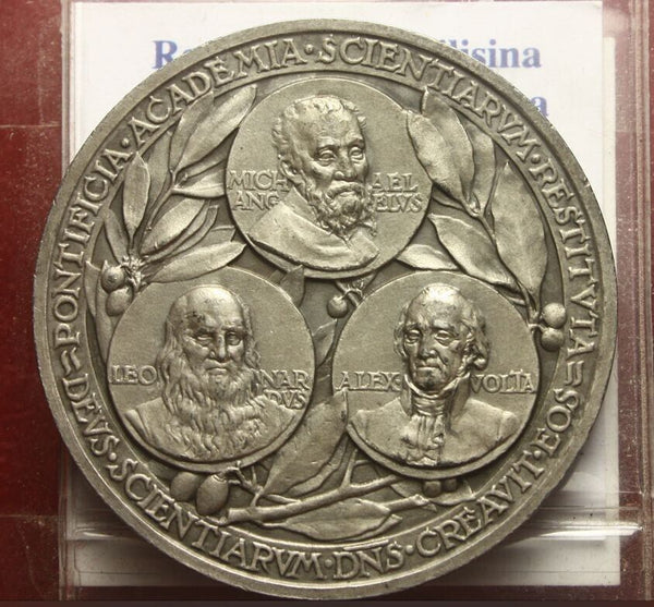 NL* ROME POPE PIUS XI Silver Medal 1937 XVI Busts Michelangelo Leonardo Volta