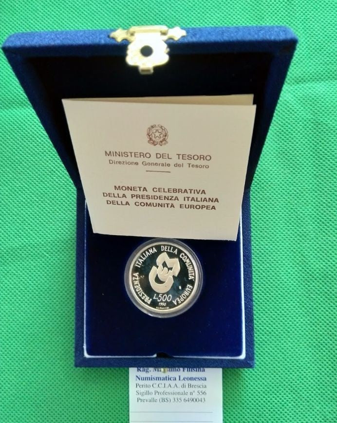 NL*ITALIA 500 Lire Argento 1990 PRESIDENZA ITALIANA CEE PROOF SET Originale zec