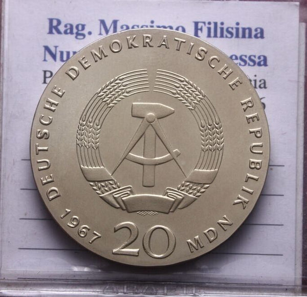 NL* D.D.R. EAST GERMANY 20 DM SILVER 1967 WILHELM VON HUMBOLDT FDC - Unc