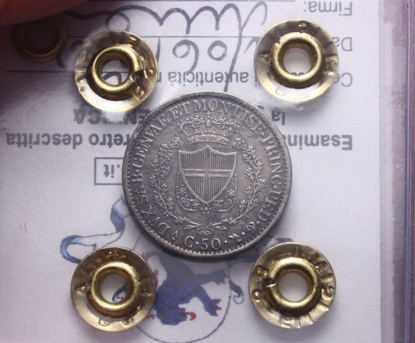 NL*CARLO FELICE 50 CENTESIMI ARGENTO 1827 TORINO BB/SPL Perizia Filisina Massimo