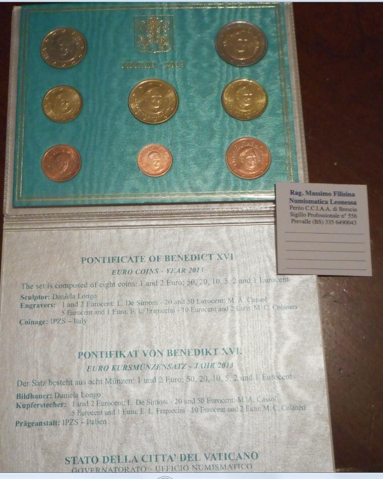 NL* CITTA' DEL Vaticano Papa BENEDETTO XVI 2013 Divisionale 8 Valori FDC set