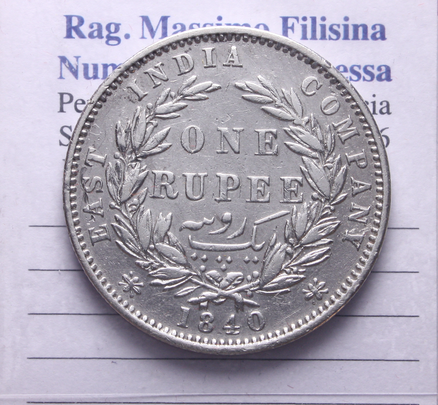 NL* INDIA BRITANNICA REGINA VITTORIA 1 Rupia ONE RUPEE 1840 come da foto