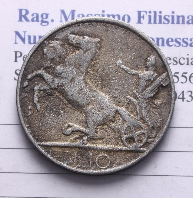 NL* ITALIA VEIII 10 LIRE BIGA 1927 FALSO D'EPOCA grammi 6,90 molto interessante