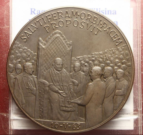 NL* ROME Pope JOHN XXIII BRONZE Medal 1963 POPE RECEIVES Balzan PRIZE FDC 