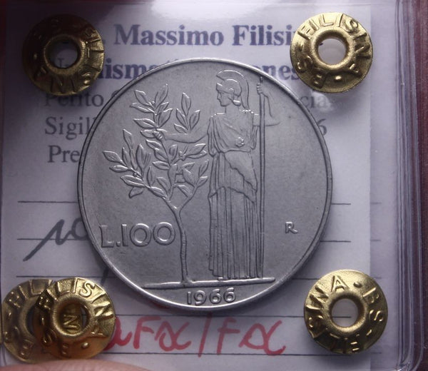 NL* Italia 100 LIRE MINERVA 1966 QFDC/FDC Perizia Filisina Massimo