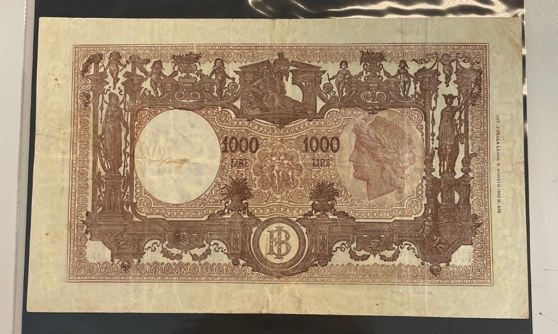 NL* BANCA D'ITALIA Banconota 1000 LIRE BARBETTI M GRANDE 1 Agosto 1944 O34