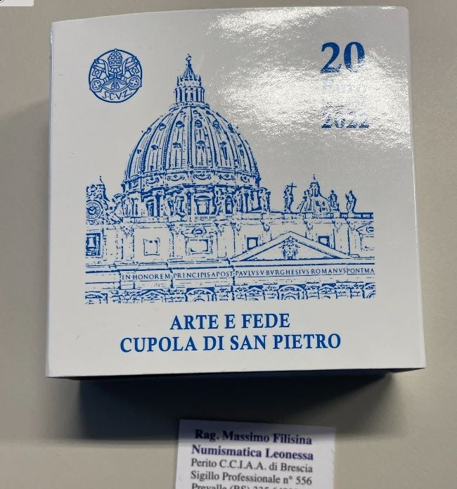 NL* VATICANO FRANCESCO 20 EURO Rame 2022 ARTE E FEDE CUPOLA SAN PIETRO Proof FS