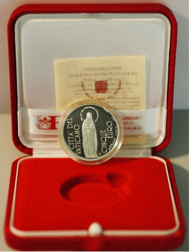 NL* VATICANO Papa GP II 5 Euro ARGENTO 2004 DOGMA IMMACOLATA CONCEZIONE Proof