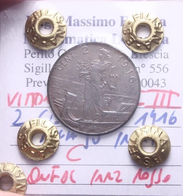 NL* VEIII Italy 2 CENTESIMI PRORA 1916 QFDC PART.RED Filisina Massimo Grading