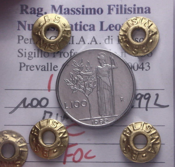 NL* ITALIA Repubblica 100 LIRE MINERVA 1992 FDC Perizia Filisina Massimo