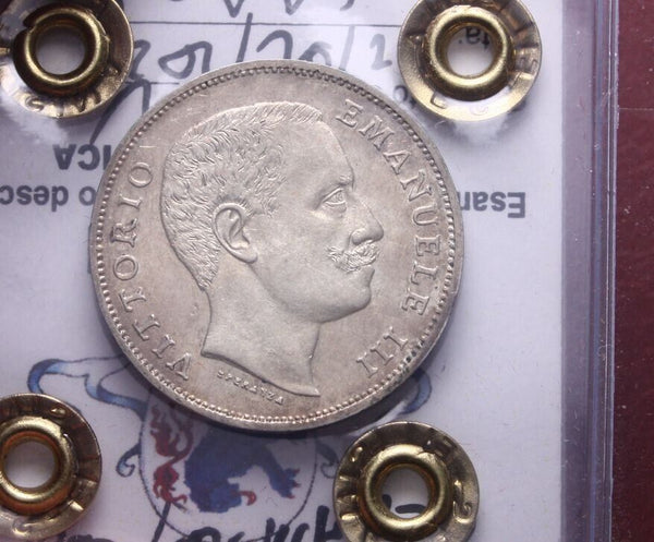 EN* VEIII 1 Lire Silver 1902 SAVOY EAGLE QFDC/FDC Filisina M. Expert Report