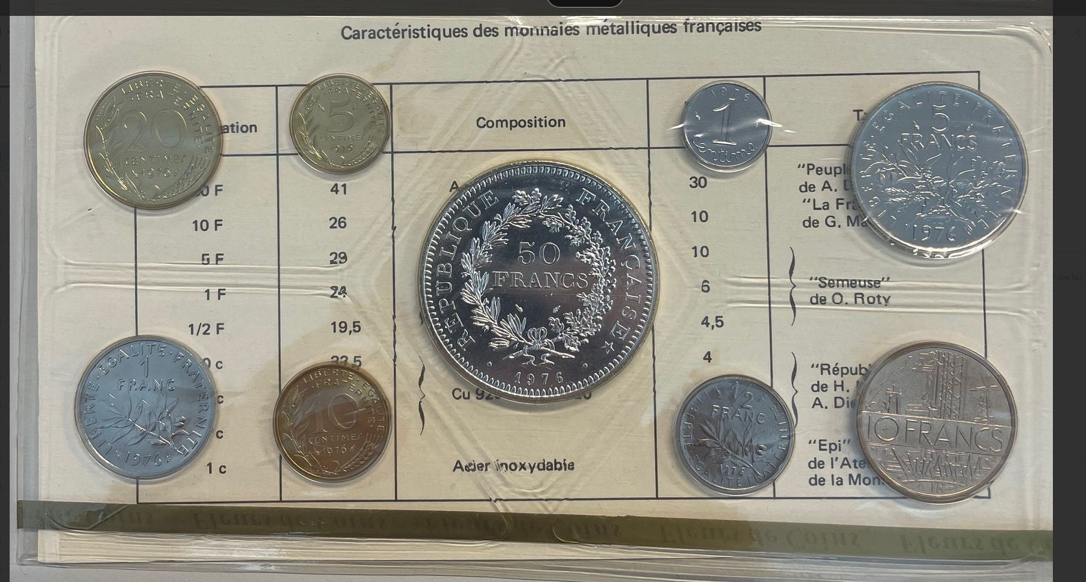 NL* FRANCIA Monnaie de Paris Coffret Divisionale 1976 con 50 FRANCHI HERCULES