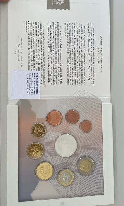 EN* Republic of San Marino Divisional 2015 9 VALUES YEAR OF LIGHT FDC MINT SET