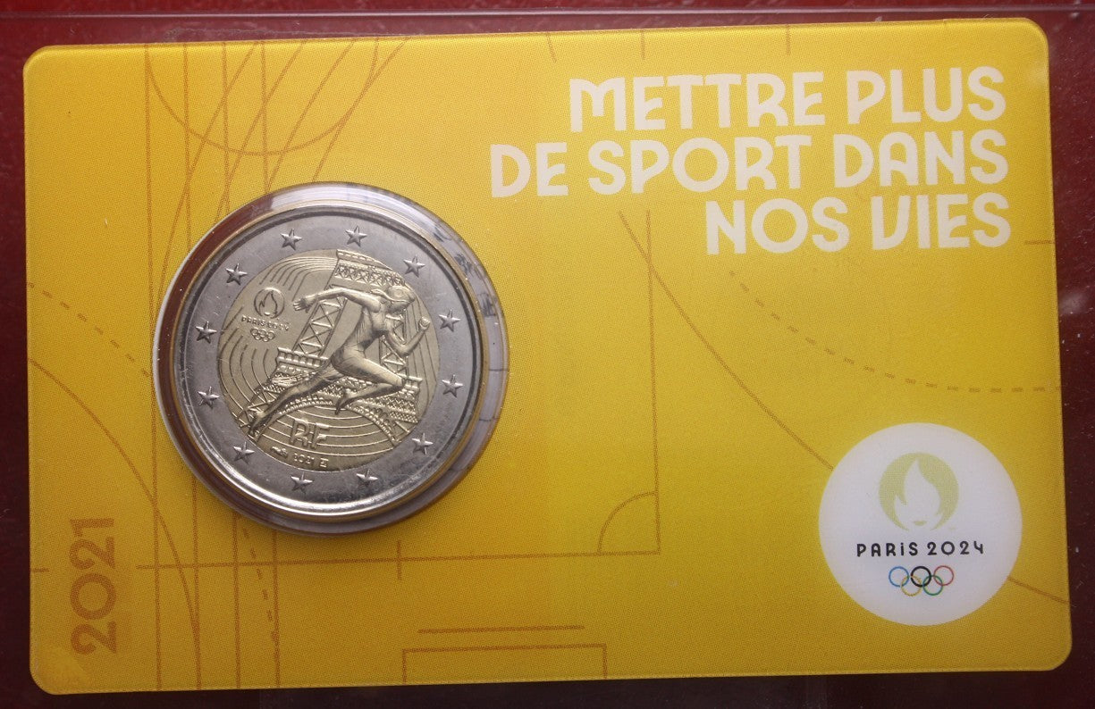NL* FRANCIA 2 EURO 2021 OLIMPIADI PARIGI 2024 Atletica FDC coin card