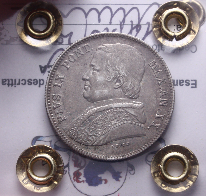 NL* STATO PONTIFICIO PAPA PIO IX 20 BAIOCCHI Argento 1865 SPL Perizia Filisina *