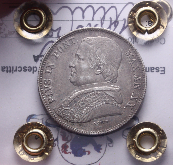 NL* STATO PONTIFICIO PAPA PIO IX 20 BAIOCCHI Argento 1865 SPL Perizia Filisina *