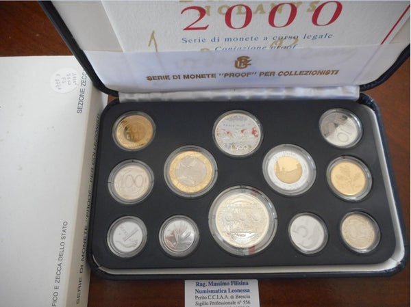 NL* ITALIA Divisionale 2000 GIORDANO BRUNO con 500/1000 LIRE Argento PROOF