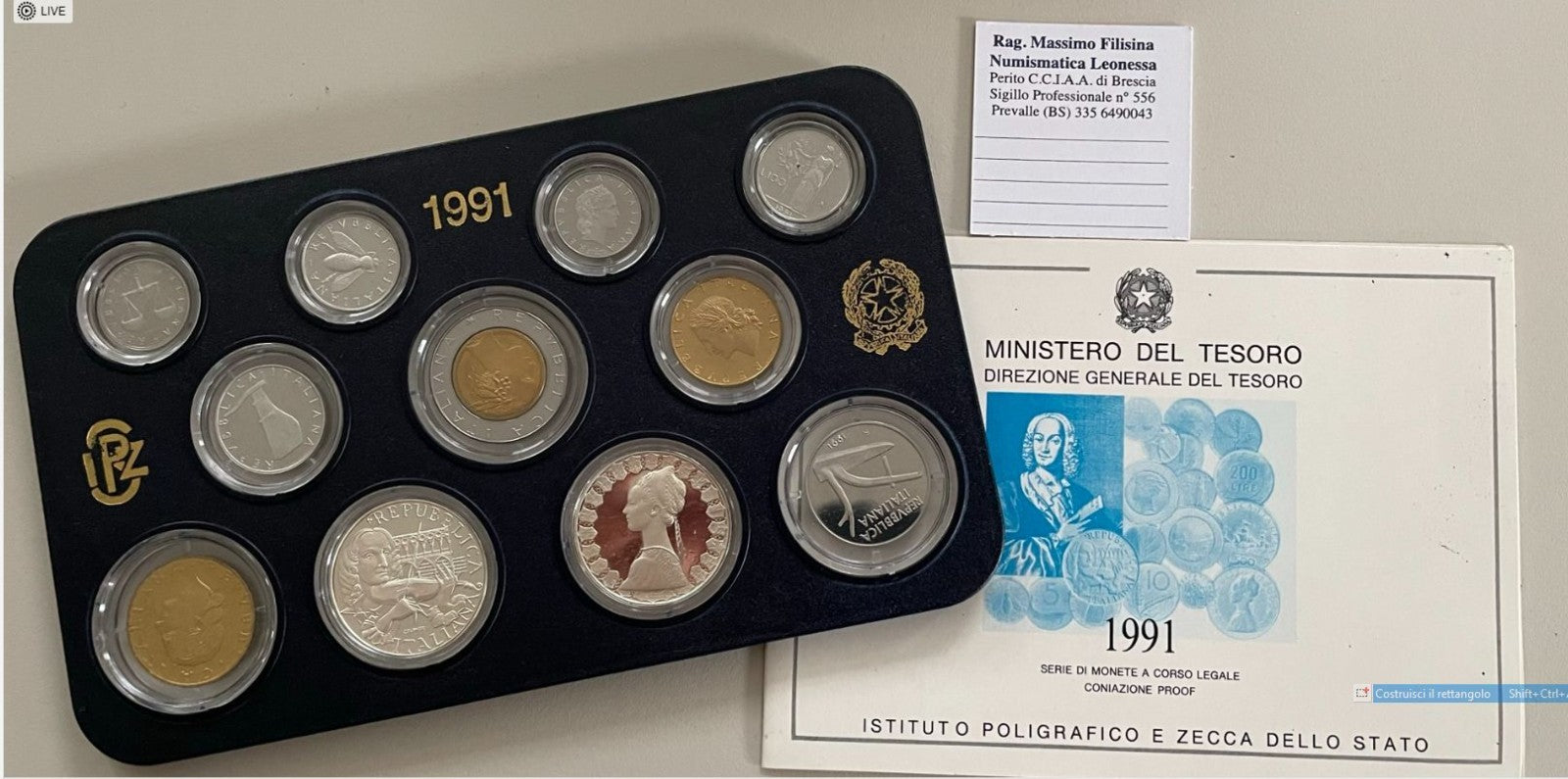 NL* ITALIA Divisionale 1991 con 500 e 500 Lire in Argento A. VIVALDI Proof NA