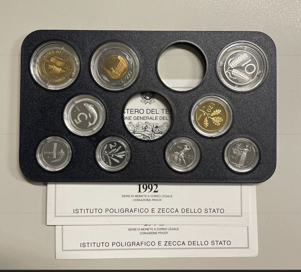 NL* ITALIA Divisionale 1992 VALORI senza monete in Argento - PROOF