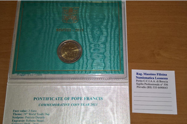 NL* CITTA' DEL VATICANO BENEDETTO 2 Euro 2013 GIORNATA MONDIALE GIOVENTU' FDC