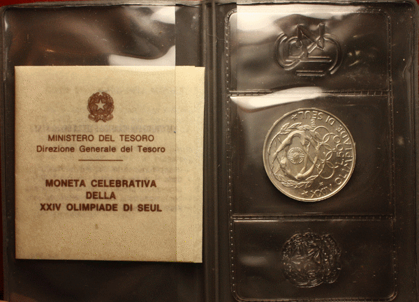 NL * ITALY Italy 500 Lire Silver 1988 SEUL OLYMPICS BU Mint Set
