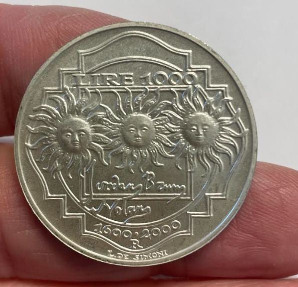 NL* ITALIA 1000 Lire ARGENTO 2000 GIORDANO BRUNO  FIOR DI CONIO da divisionale