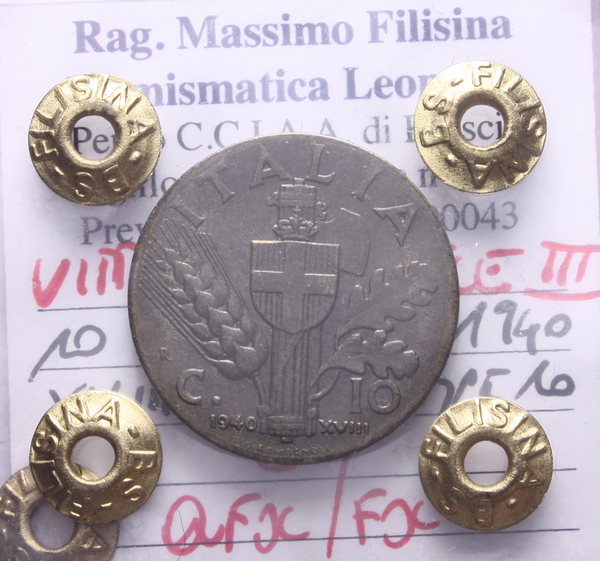 NL*VEIII 10 CENTESIMI BRONZITAL IMPERO 1940 XVIII QFDC/FDC Perizia Filisina