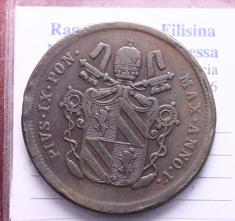 NL* STATO PONTIFICIO PAPA PIO IX 2 BAIOCCHI Rame 1851 ZECCA BOLOGNA RARO