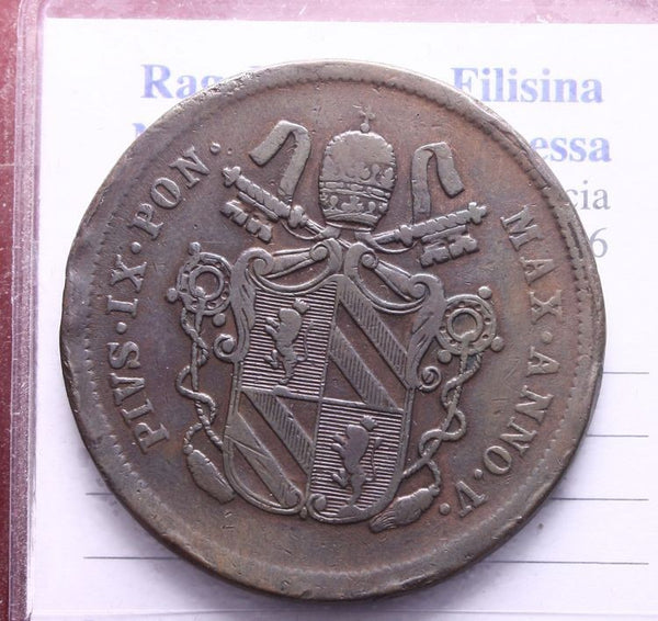 NL* STATO PONTIFICIO PAPA PIO IX 2 BAIOCCHI Rame 1851 ZECCA BOLOGNA RARO